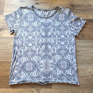 Free People Snakeskin Black Combo Snake Print Roll Hem Oversized Sheer Tee XS